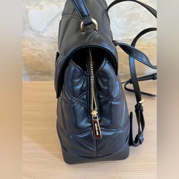 Michael Kors Serena quilted leather backpack handbag&wallet Black NWT